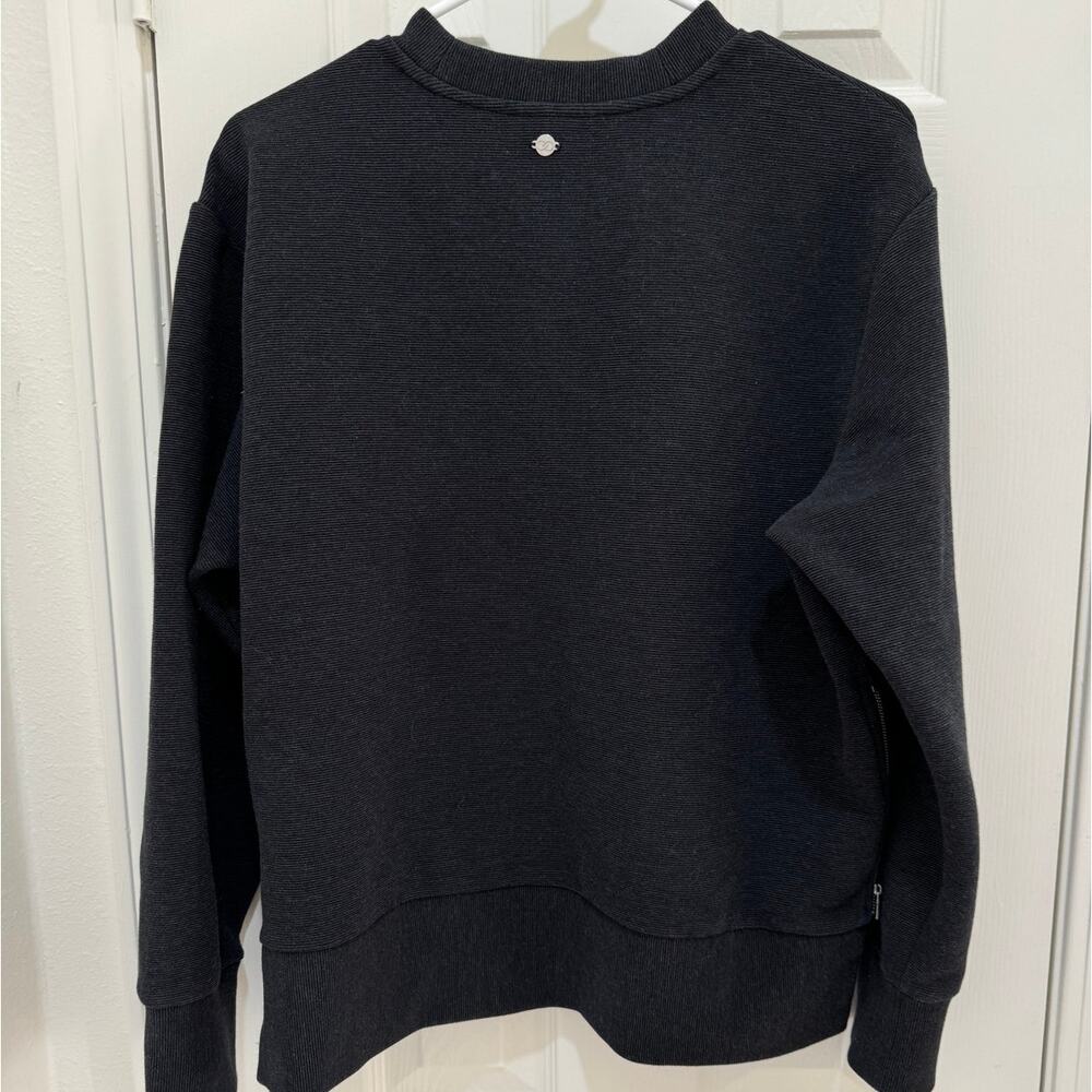 Calia Black Heather Elevate Ottoman Side Ribbed Zip Crew Neck Sweatshirt Medium - Picture 5 of 14